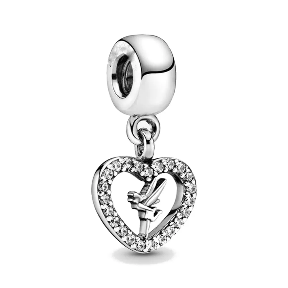 Ciondolo in argento sterling 925 a forma di cuore fai da te perline fini gioielli di moda da donna con bracciale Pandora