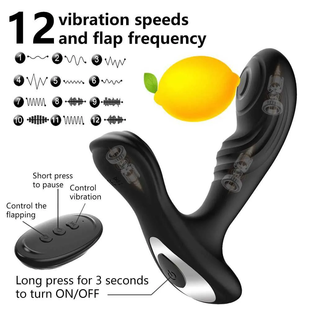 Puissant masseur de prostate plug anal mâle masturbateur vibrateur télécommande 12 vitesses jouets vibrants pour hommes femmes 211015