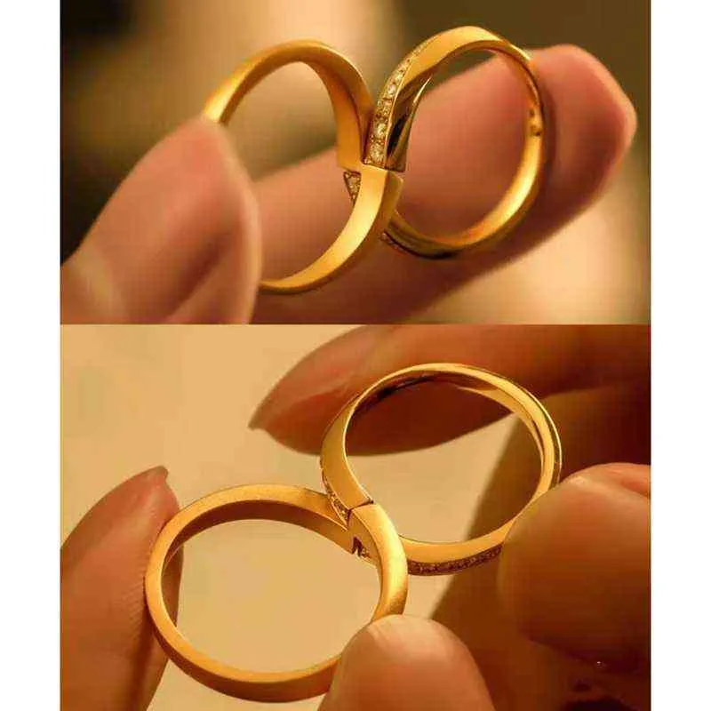 918F casal amor anel de infinito conjunto para mulheres e homens aniversário promessa anel em cor de ouro para namorado namorada g1125