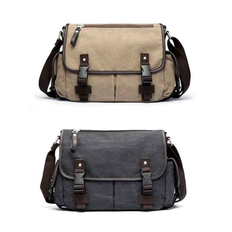 Men Vintage Briefcase Messenger Bag Canvas Satchel Crossbody Shoulder Bags