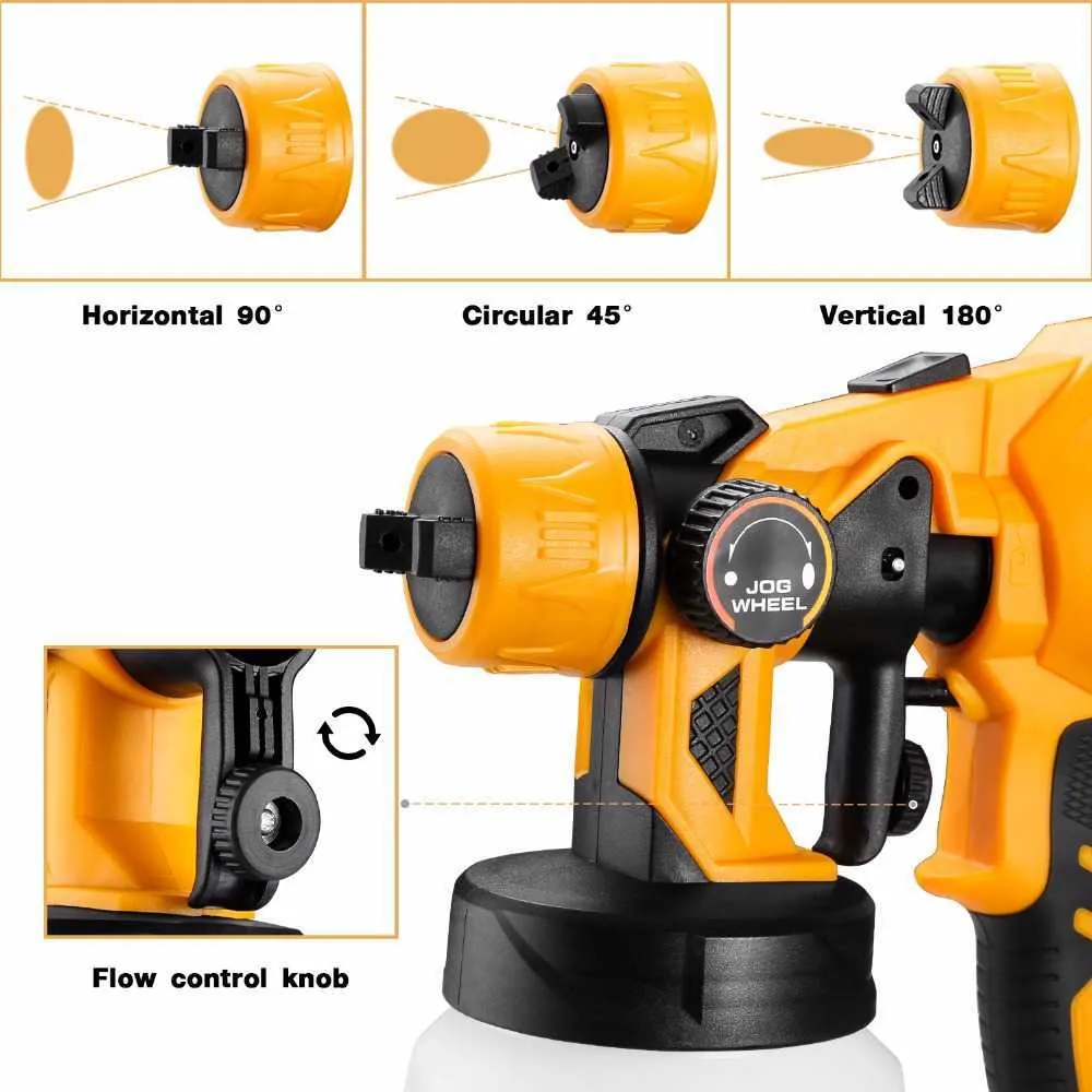 Cordless Spray Gun 800 ml HVLP Hushållsfärgsprut 3 munstycksstorlekar 20V DC Li-ion batteri Hög effekt DKSG20K2 2107193098