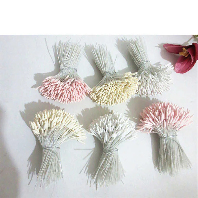 Matte White Single Head Flower Stamen DIY Pistil Cake Decoration Crafts Y0630