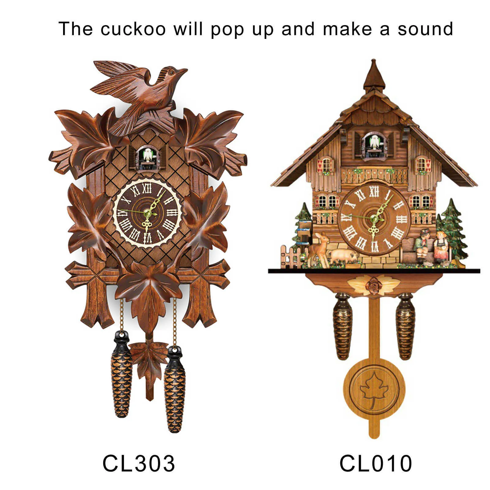 Немецкий черный лесной кукушка часов ретро Nordic стиль деревянный кукушка настенные часы GQ 210930