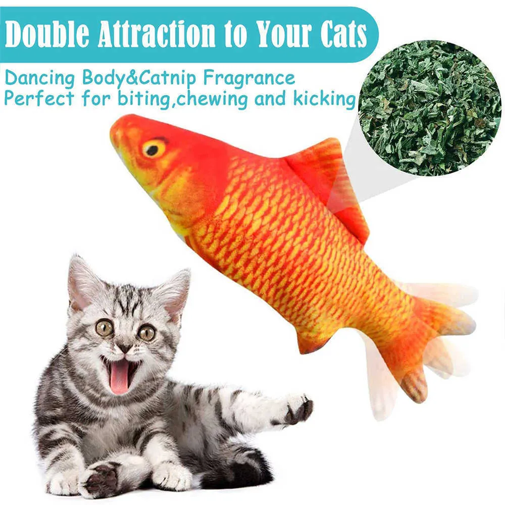 Electric Flopping Fish Moving Cat Kicker Toy Realistic Floppy Wiggle nip Toys Plush Interactive 211026335w3202534