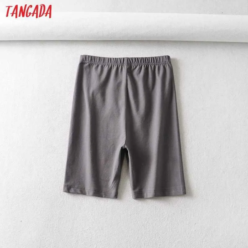 Tangada Femmes Vintage Strethy Solide Legging Shorts Femme Rétro Casual Pantalones 2B31 210719