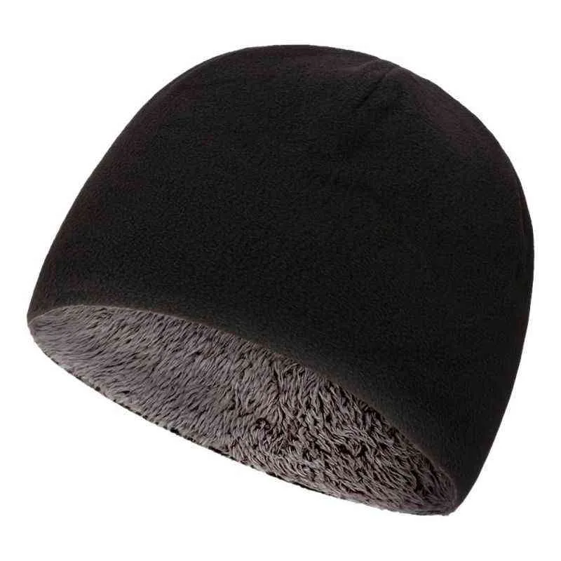 Unisex Fleece Beanies Caps Winter Warm Velvet Thick Windproof Winter Outdoor Hat Skullies Y21111