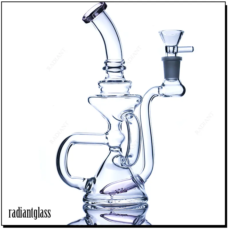 Recycleur verre Bong plate-forme pétrolière narguilé Perc eau Bong Dab plates-formes taille mince épais fumer barboteur tuyau d'eau 7,9 pouces 14mm Joint