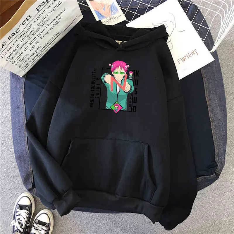 Saiki Kusuo Japanse anime afdrukken zachte merk sportwear mannelijke sweatshirt thermische vintage mannen hoodie plus size hoodies H1218