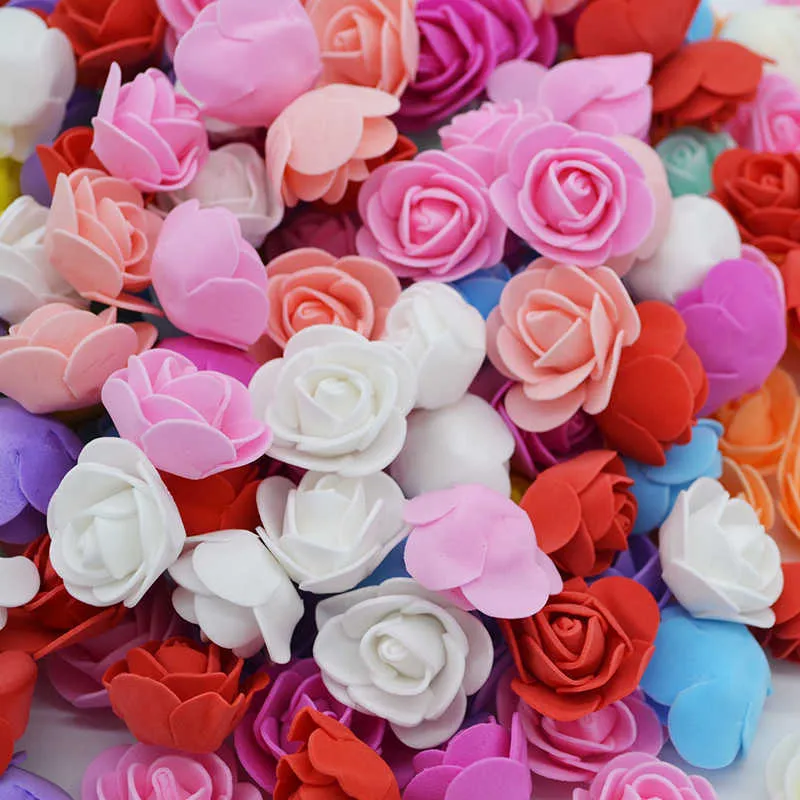 3,5 cm espuma de PE cabeza de rosa flores rosas artificiales hogar jardín guirnalda decorativa suministros boda evento fiesta decoración Y0630