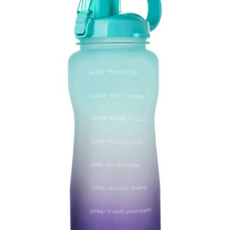 2L BPA無料プラスチックガロンスポーツ漏れプルーフタイムマーカー屋外ポータブルドリンクウェア用飲料ボトル210917用