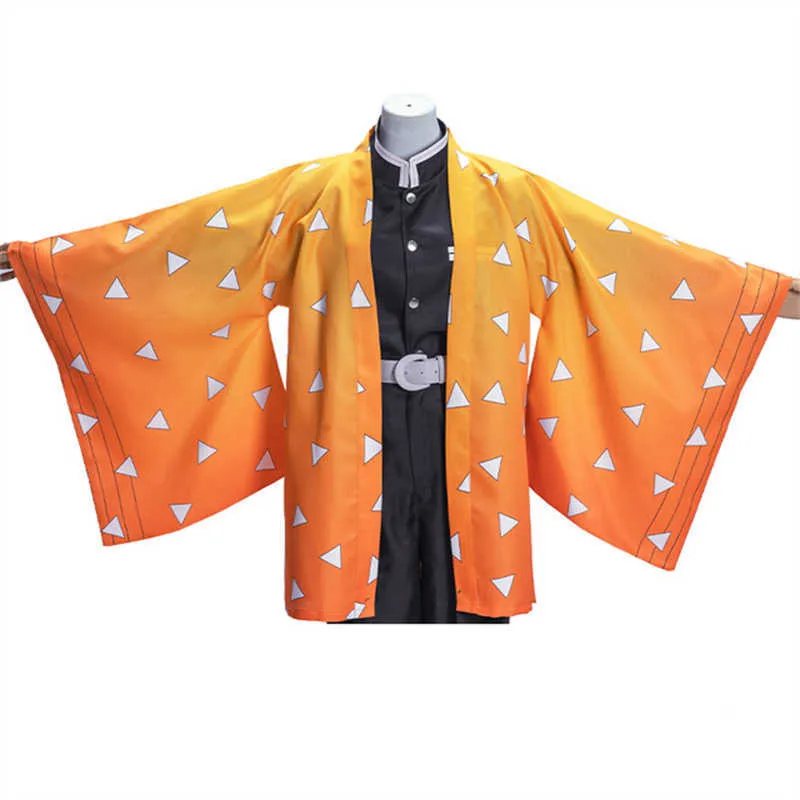 Demon Slayer Kimetsu No Yaiba Kamado Tanjirou Cosplay Cape Kimono Haori Costume Halloween Anime Costumes Cape Y0903