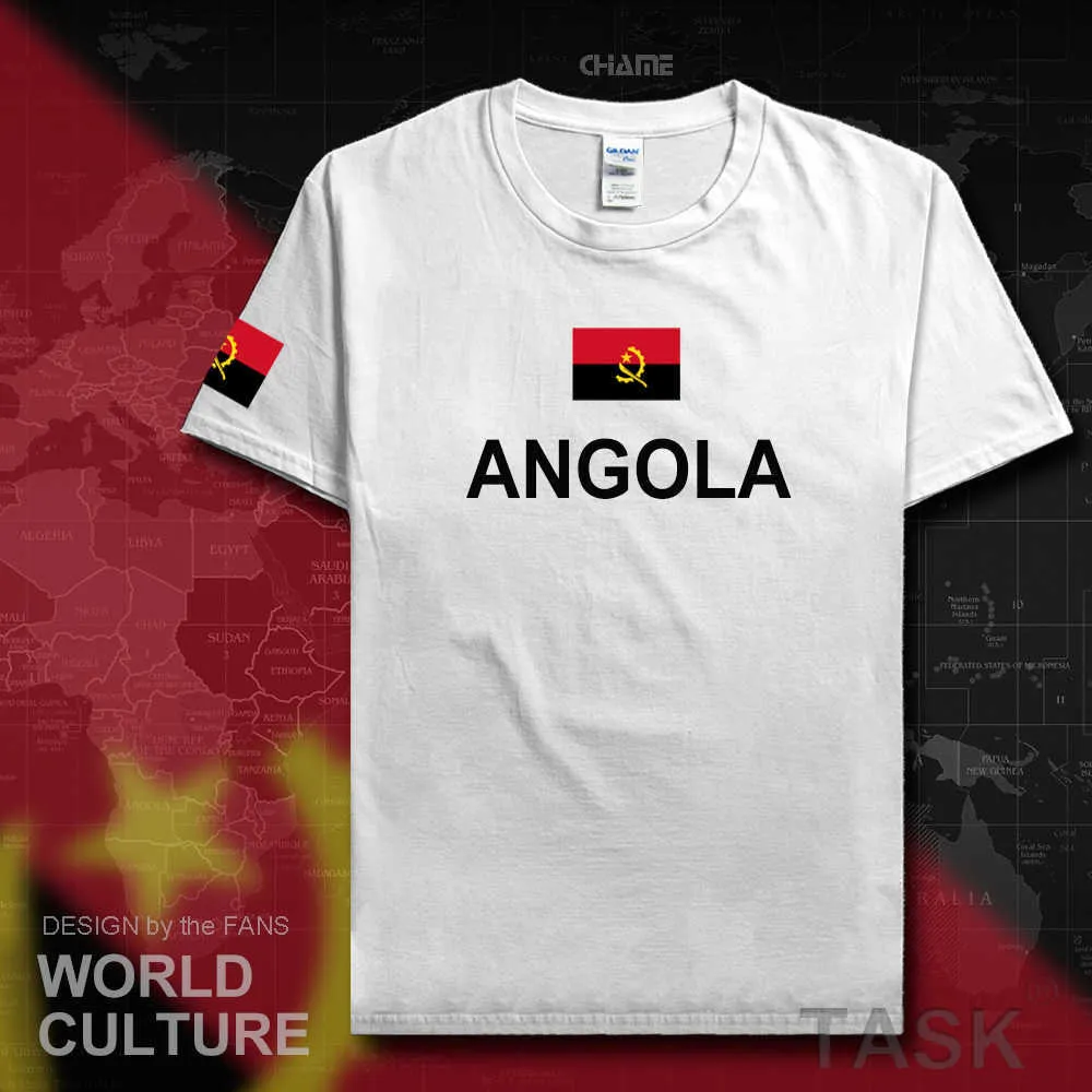 Angola Cumhuriyeti Angolan Mens T Gömlek Moda Formalar Millet Ekibi 100% Pamuk T-shirt Spor Salonları Giyim Tees Ülke bayrağı önce X0621