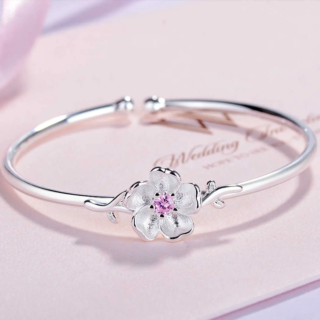 Todorova Coréen Mode Fleur Bracelet Femme Rose Violet Cristal Fleur De Cerisier Charme Bracelets pour Femmes Q0719