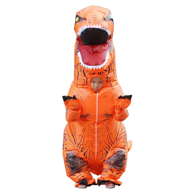 Горячие продажи T Rex Dinosaur Надувной костюм для детей Anime Одежда для одежды Косплей Костюмы Необычные Взрыв Платья Хороший Подарок Q0910