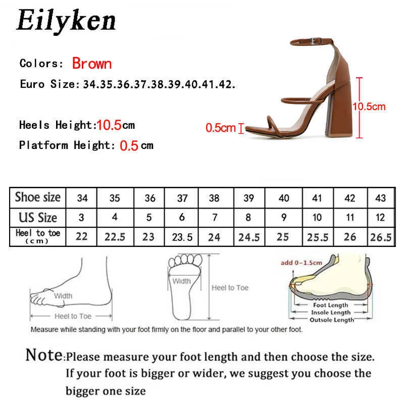 Eiilyken Fashion Talons High High Sandals pour femmes Chaussures d'été Sexy Open One Open Toe Boucle Boucle Strap Dames Pompes Taille 35-42 210610