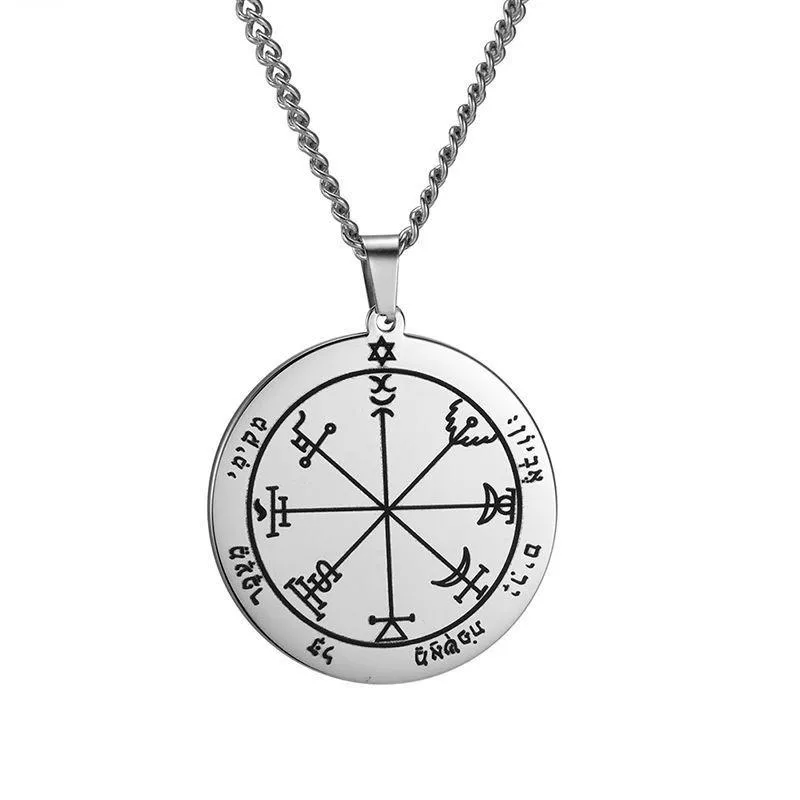 Pendant Necklaces Solomon Moon Stainless Steel Necklace Amulet Couple Gothic Casual Sporty Chain Jewelry Whole272u