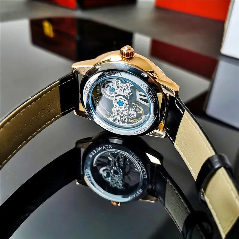 Zegarek aokulasic biznesowy przycisk Ukryty zapięcie na nadgarstek zegarek Automatyczny samodzielny pusty i przezroczysty MENS249S