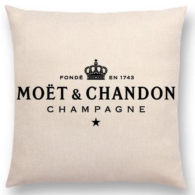 베개 케이스 Moet Chandon Champagne Billowcase Cushion Covers 45x45cm 소파 장식 선물 편지 인쇄 Linen Cover 1928