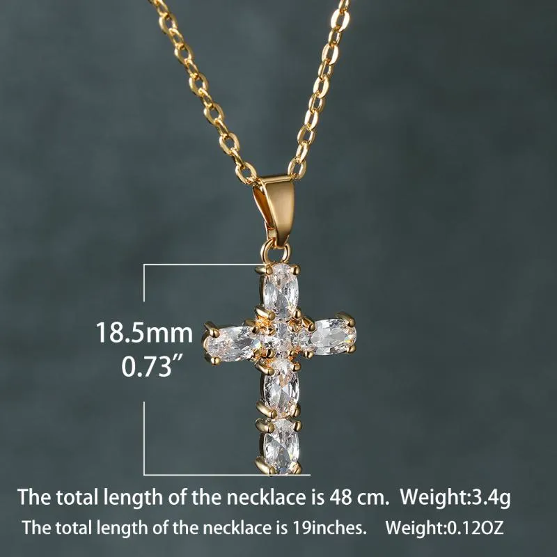 Colliers pendants One Piece Jesus Cross Collier pour femmes Luxury Crystal Rose Gold Silver Color Chains Bijoux de mariage Gift297J