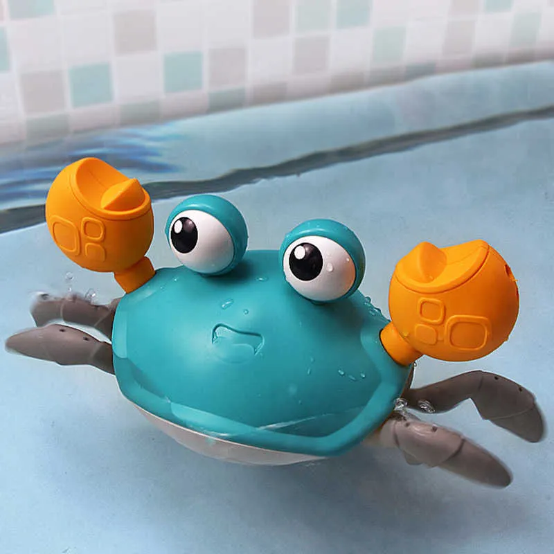 Baby Bath Water Game Clockwork Niemowlę Pływanie Duży Krab Wanna Zwierzęta Łazienka Letnie Zabawki Plażowe Dla Dzieci Dzieci Dziewczyny 210712