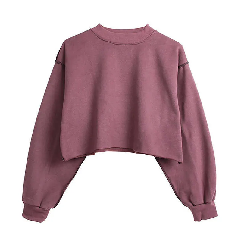 Thick Women Sweatshirt Hoodie Casual Loose Long Sleeve Oversized Streetwear Crop Sweatshirt For Girls Plus Size M30375 210526