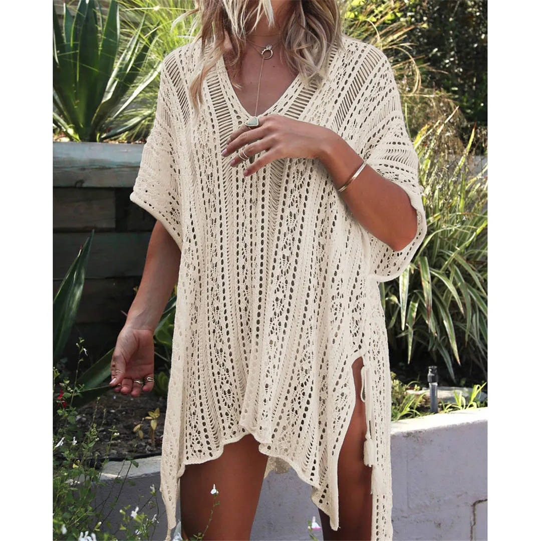 Nova roupa de banho 2021 maiô feminino cover ups manga kaftan vestido de praia robe de plage sólido branco algodão pareo praia cobrir k26564156202