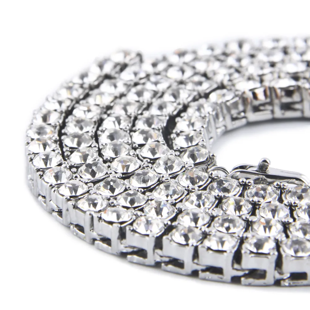 Mens diamante congelado tênis corrente de ouro colares moda hip hop jóias moissanite corrente colar 3mm 4mm 5mm2504