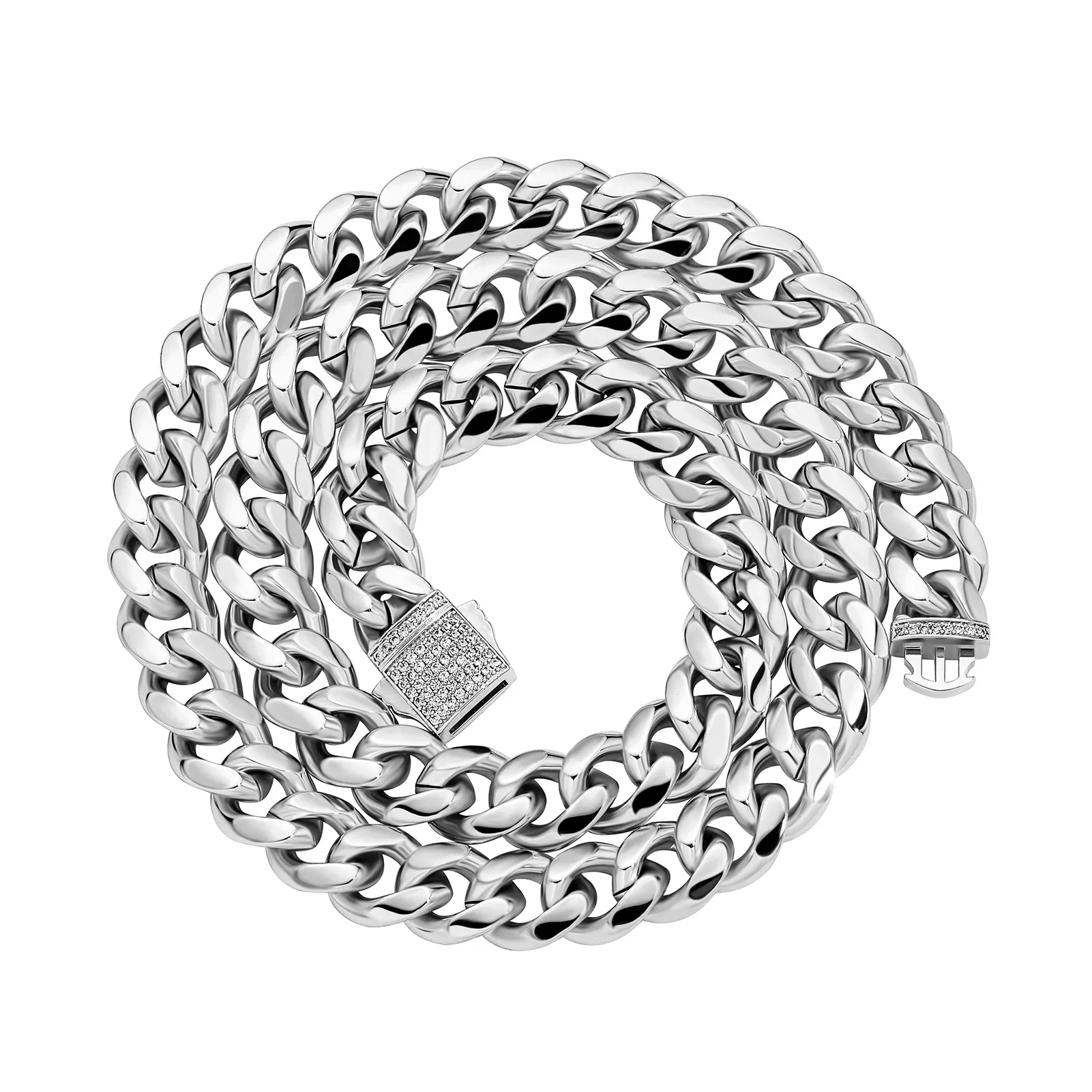 Fin kvalitet 10mm Spring Clasp Cuban Link Chain Necklace Choker Armband Personlig kubikzirkonium Miami Curb Chains Bling Hip Hop Rapper smycken gåvor för män