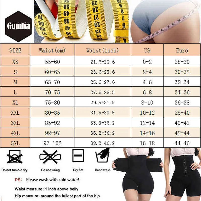 GUUDIA Femmes Taille Formateur Shapewear Tummy Control Body Shaper Shorts Hi-Waist Butt Lifter Cuisse Plus Mince Minceur Boucle Culotte 211029