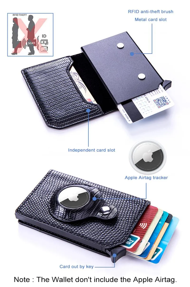 حاملي البطاقات محفظة Air Tag Smart RFID Cover anti-lost وقائية الغلاف الواقي متعدد الوظائف الجلود مع مقاطع المال 169L