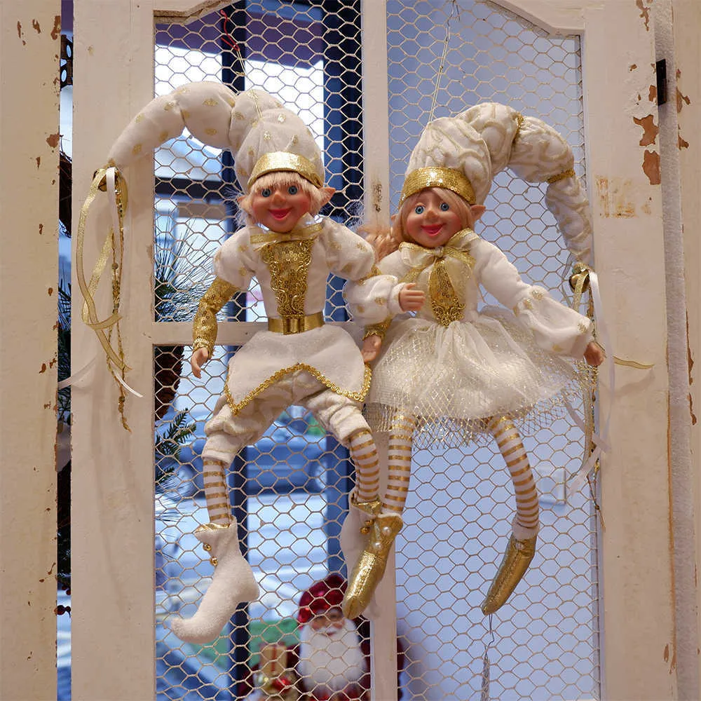 Różowy Elf Para Pluszowe Lalki Miękkie Zabawki Choinkowe Wisiorek Drop Ornamenty Wiszące Dekoracji Rok Prezenty Dla Dzieci Dzieci 211018