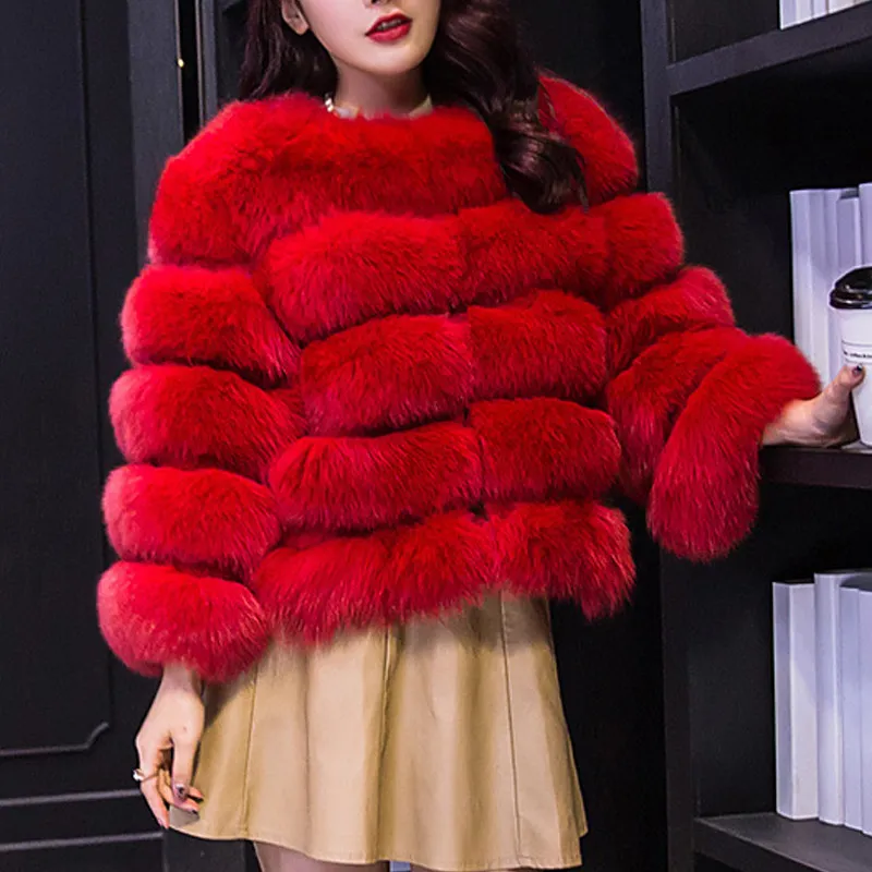 Cappotto in pelliccia sintetica da donna Nove maniche finte capelli Giacca invernale moda finta Cappotti corti neri 4XL 210513