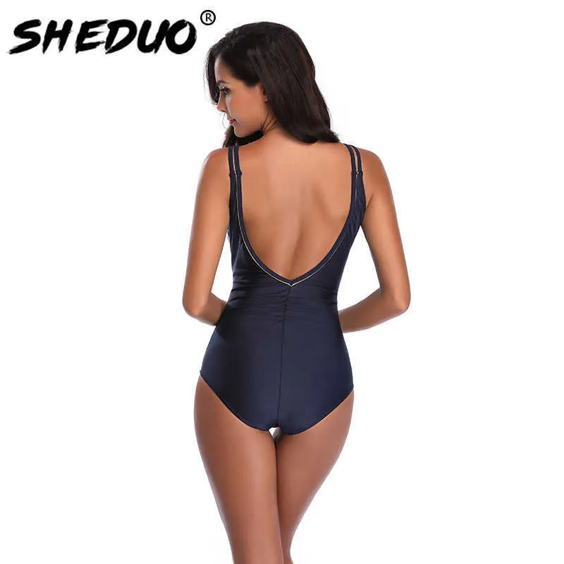 Swimwear para Mulheres Sereia Impressão Backless Swimsuit Monokini Sexy Banheira Terno Deep V Beach Natação Chegada 210611