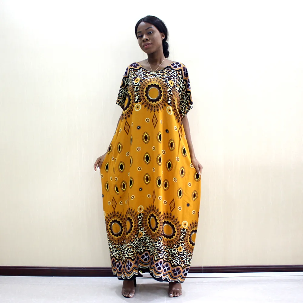Abito africano allentato con stampa tradizionale bohémien Abito da donna moda autunnale con sciarpa 210320