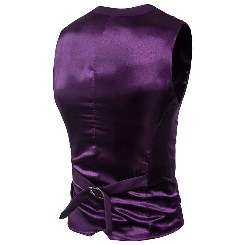 Costume violet gilet hommes printemps Slim Fit sans manches gilet hommes formel affaires robe de mariée s Chaleco Hombre 210923