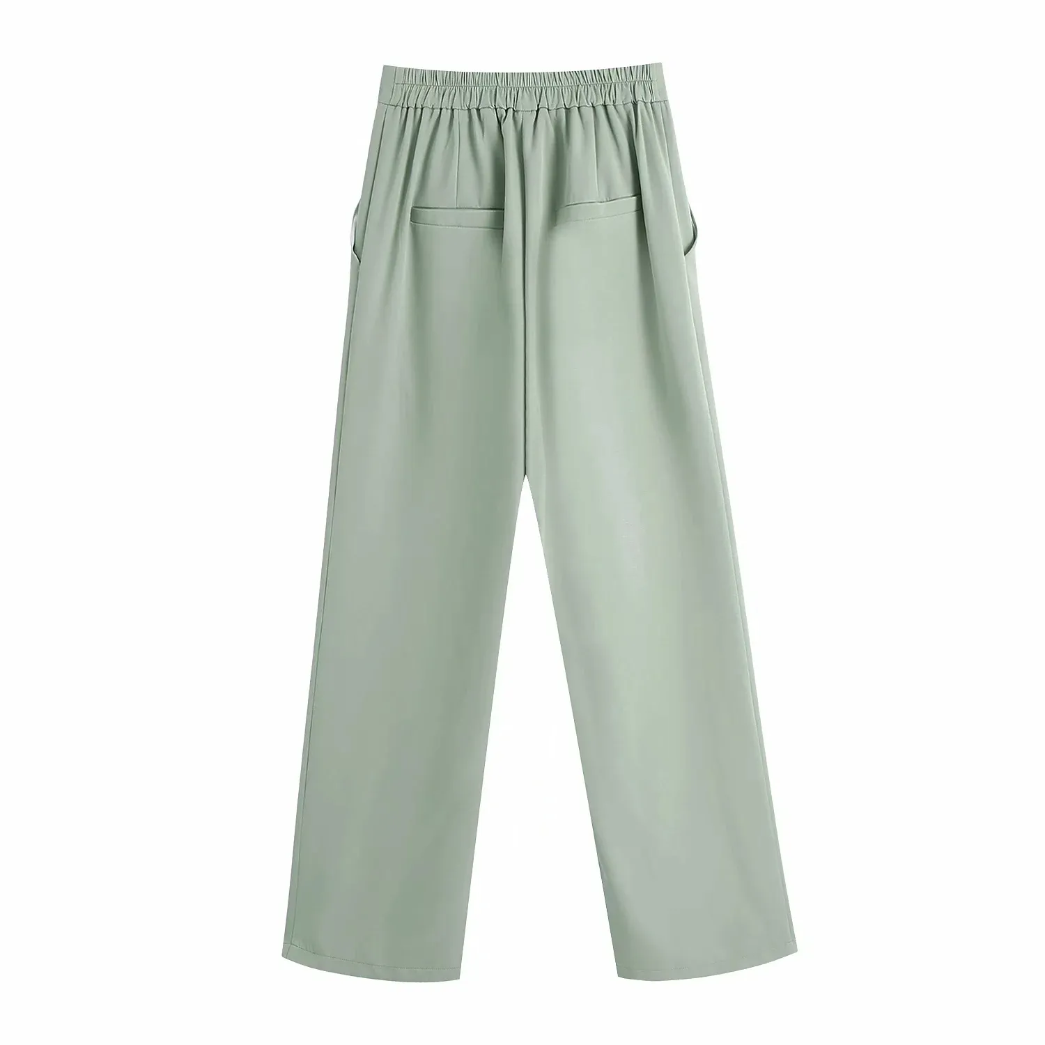 Femmes mode vert clair pantalon décontracté pantalons longs taille haute Joggers Vintage pantalon à jambes larges pour costumes 210521