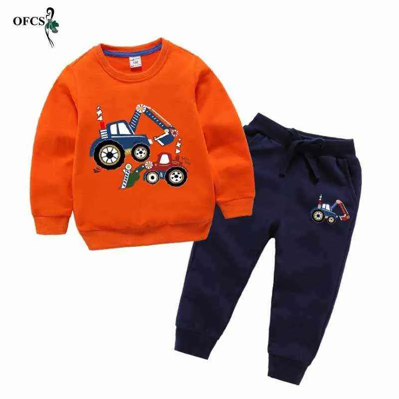 Mode Barn kostym Boys Girl Cartoon Suits Baby Sticka Pullovers Hoodies byxor 2st / set Spring Toddler Cotton Tracksuits! 211224