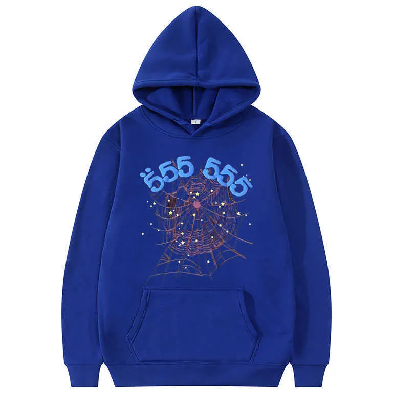 Mode Creativiteit Sp5der 555555 Engel Nummer Hoodie Mannen Vrouwen Hoge Kwaliteit Spinnenweb Patroon Sweatshirt Unisex Losse Kleding Y0927