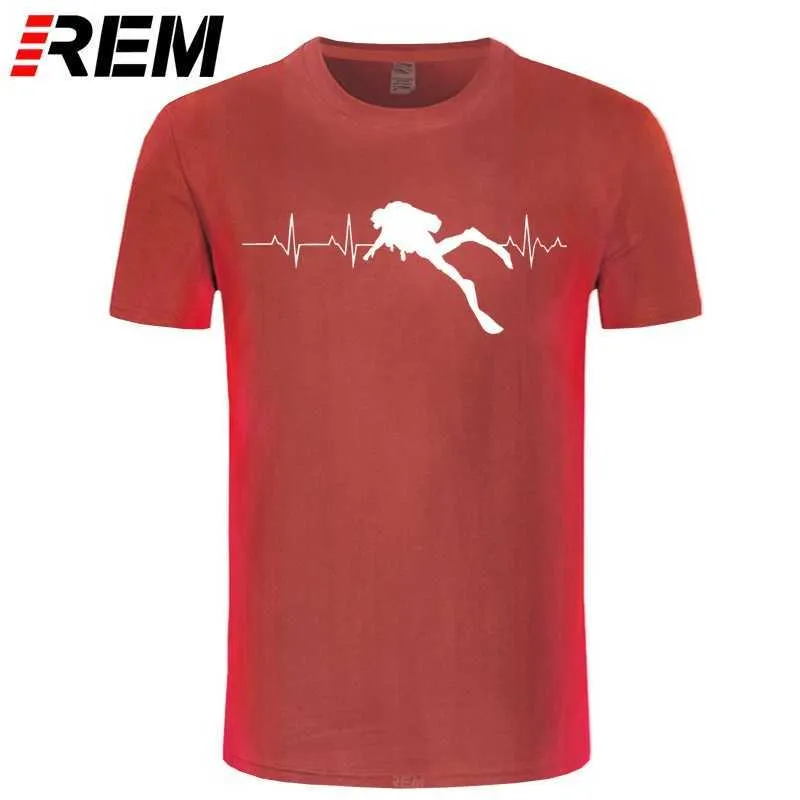 REM SCUBA DIVE Heart Beat Presente para mergulhador camisetas Verão mangas curtas Mensagens macias de algodão puro T 210629