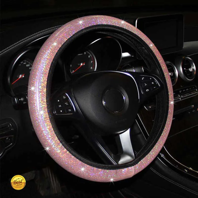 Couverture de volant élastique brillant coloré PU style de voiture accessoires intérieurs décoration automatique 37-38 cm universel