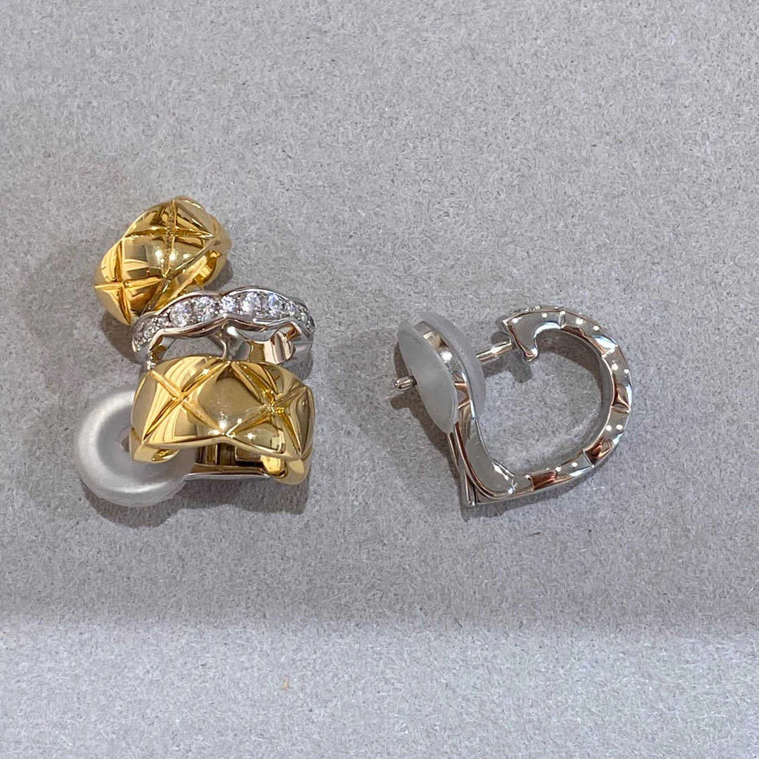 Joyería de plata de ley 925 pura de marca para mujer, pendientes de diseño AB, pendientes con Clip de oro y diamantes, diseño Summer1338380
