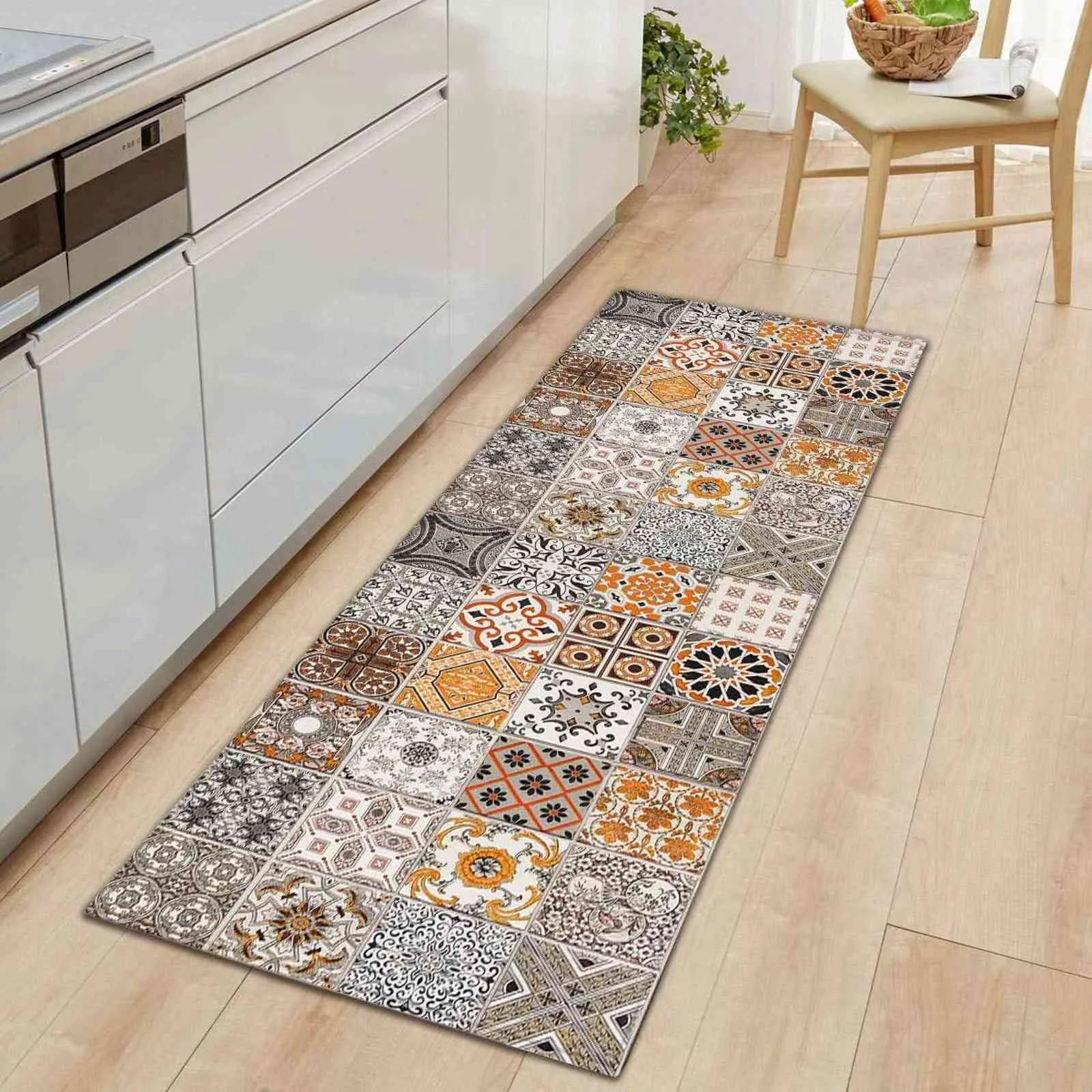 Alfombrillas de cocina con patrón de Marruecos, alfombrillas Bohemias para puerta de entrada, decoración antideslizante de franela, alfombra antideslizante para pasillo, alfombra para el hogar