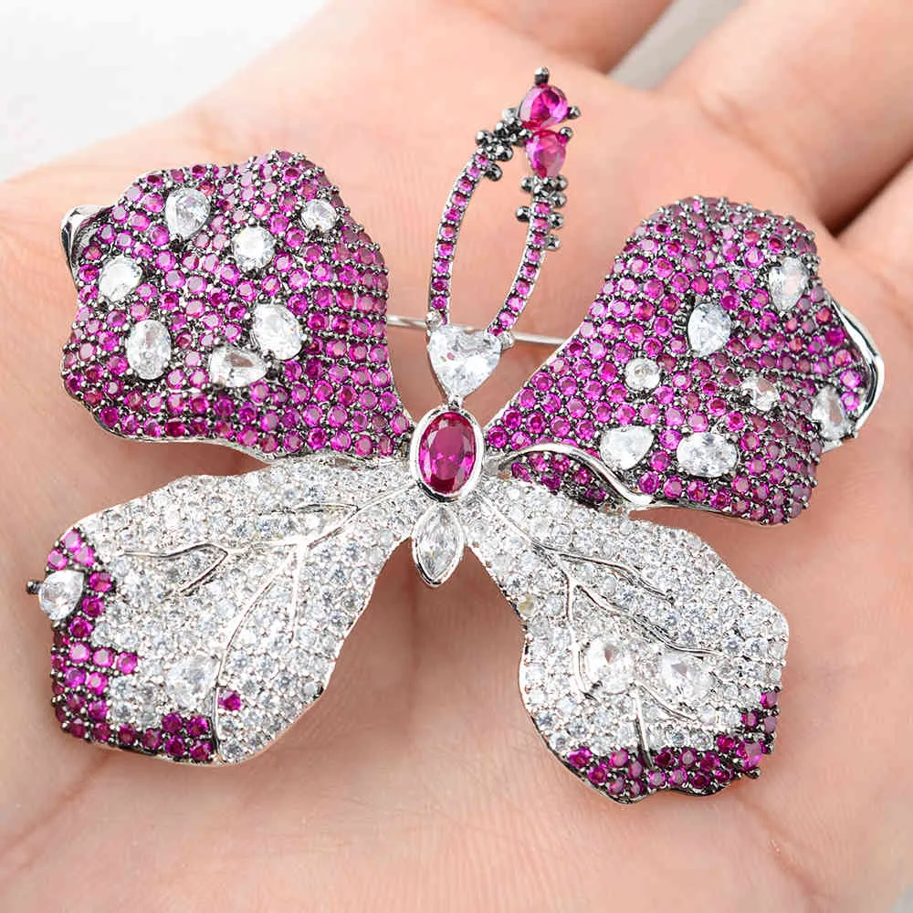 Belle broche papillon de mode en cristal de zircone violet