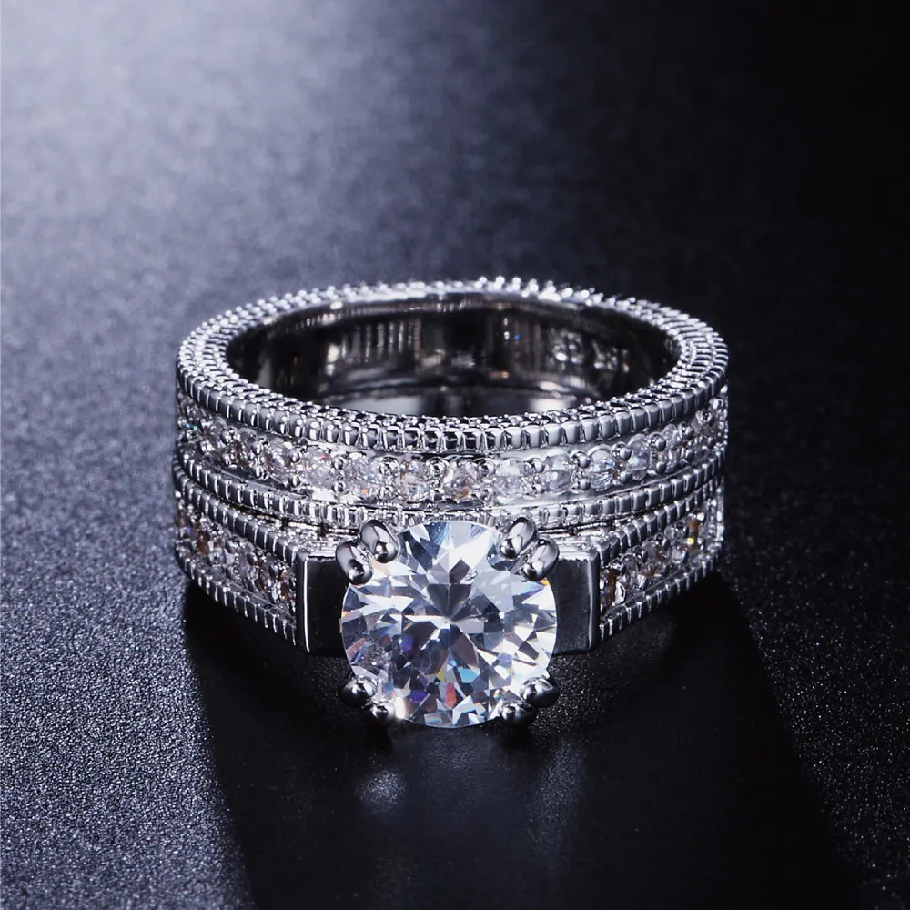 Bagues de fiançailles de mariage ornées de cristaux de rovski, ensembles de bagues, bijoux cadeaux de fête de mariée, 6064202659