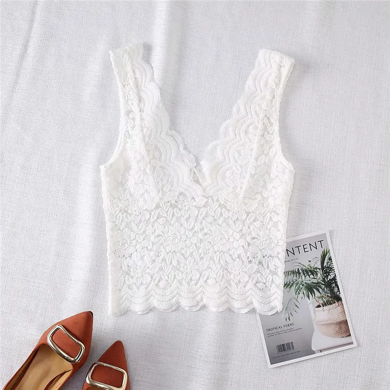 Tank Top Woman White Lace Gorset Crop Kobiety Lato Czarna Bajka Grunge Sexy Niebieskie Podstawowe Zbiorniki Bez Rękawów Camis 210519