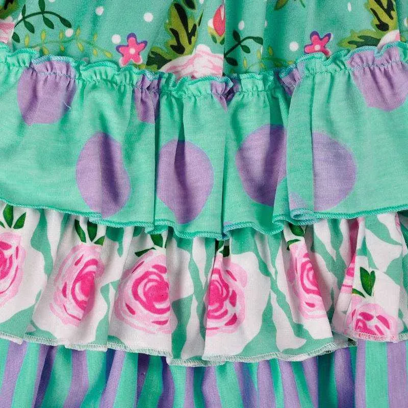 Baby Girl Dress Enfants es pour filles Green Stripe Floral Cake Princess Vêtements pour enfants 0-6Y E83080 210610