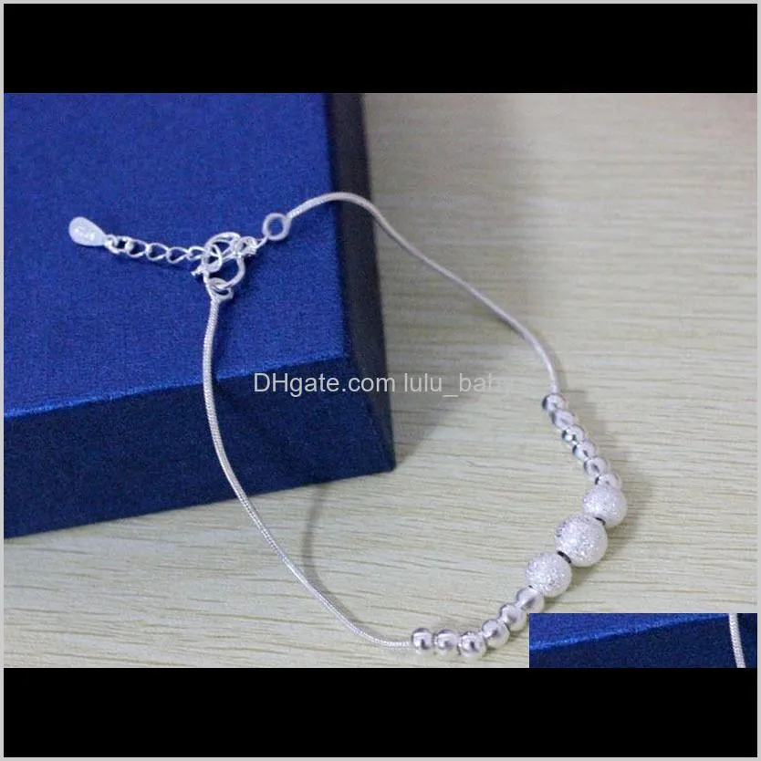 925 Sterling For Women Ladies Girls Unique Nise Sexy Sexy Simple Beads Chain Chevold Ankle Foot Jewelry Gift Jafjo Famob286m