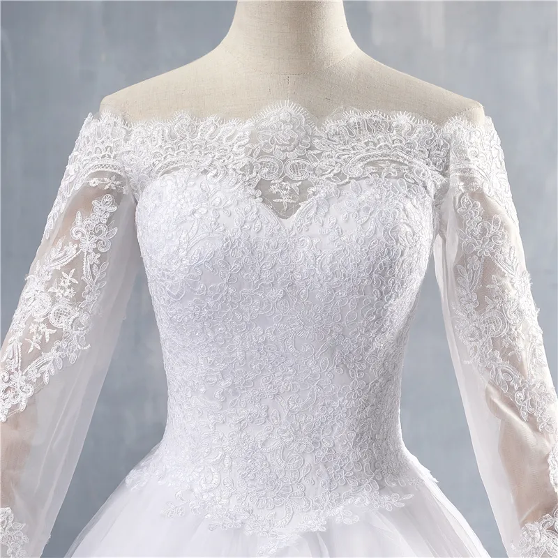 ZJ9151 abito da sposa sexy di alta qualità 2021 abito da ballo elegante abito da sposa a maniche lunghe bianche bianche