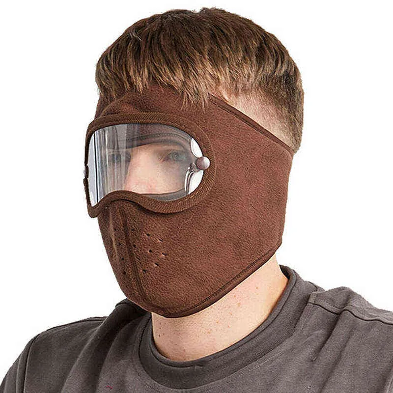 Coupe-vent anti-poussière masque visage cyclisme ski respirant masques polaire visage bouclier capuche avec haute définition anti lunettes Skullies Y21111