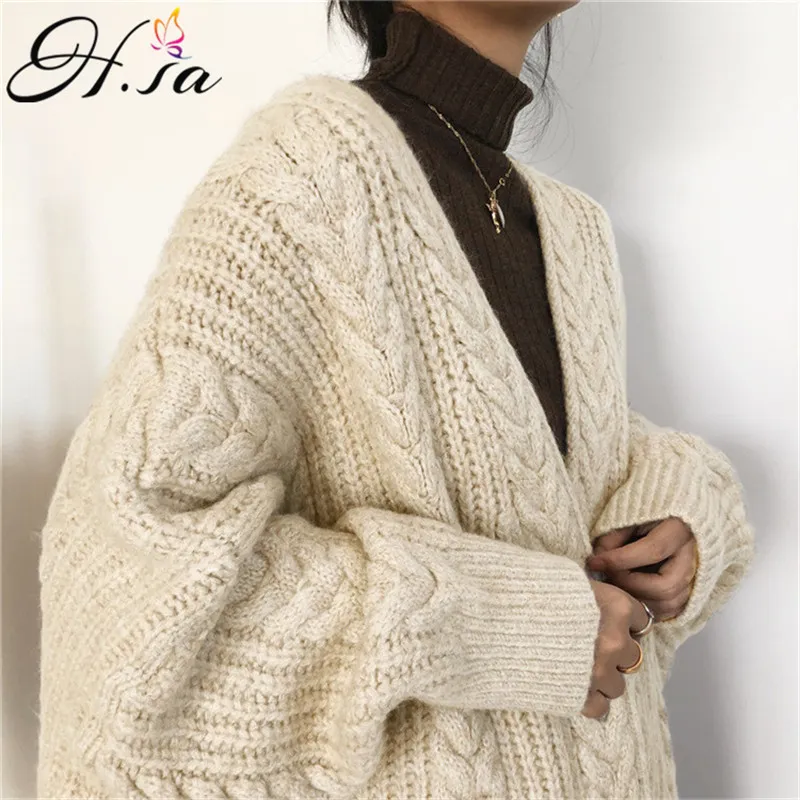 Strickjacken Mujer Frauen Lange V-ausschnitt Batwing Sleeve Twisted Übergroßen Pullover Mantel Split Koreanische Winter Strickmantel 210430